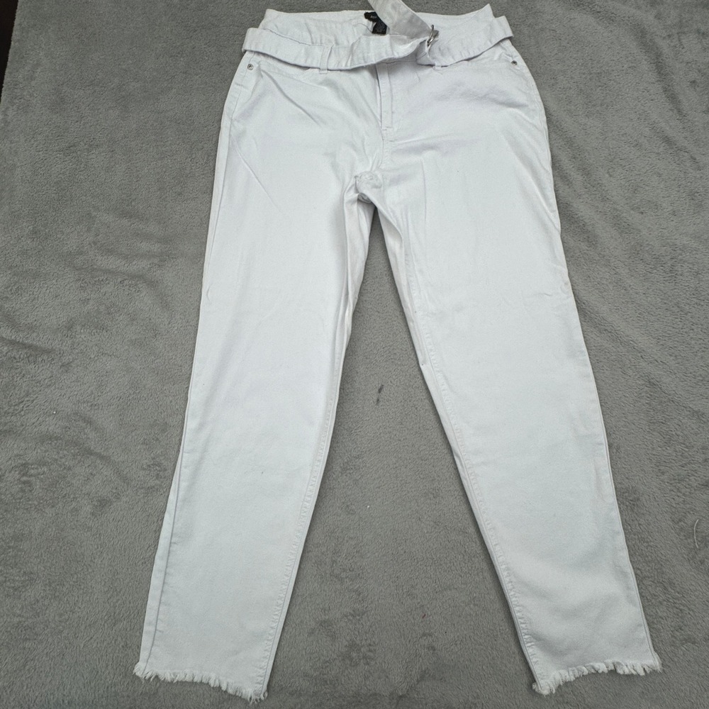 Ashley Stewart NWT Women's Denim Jeans Size 16 With Belt White Stretch